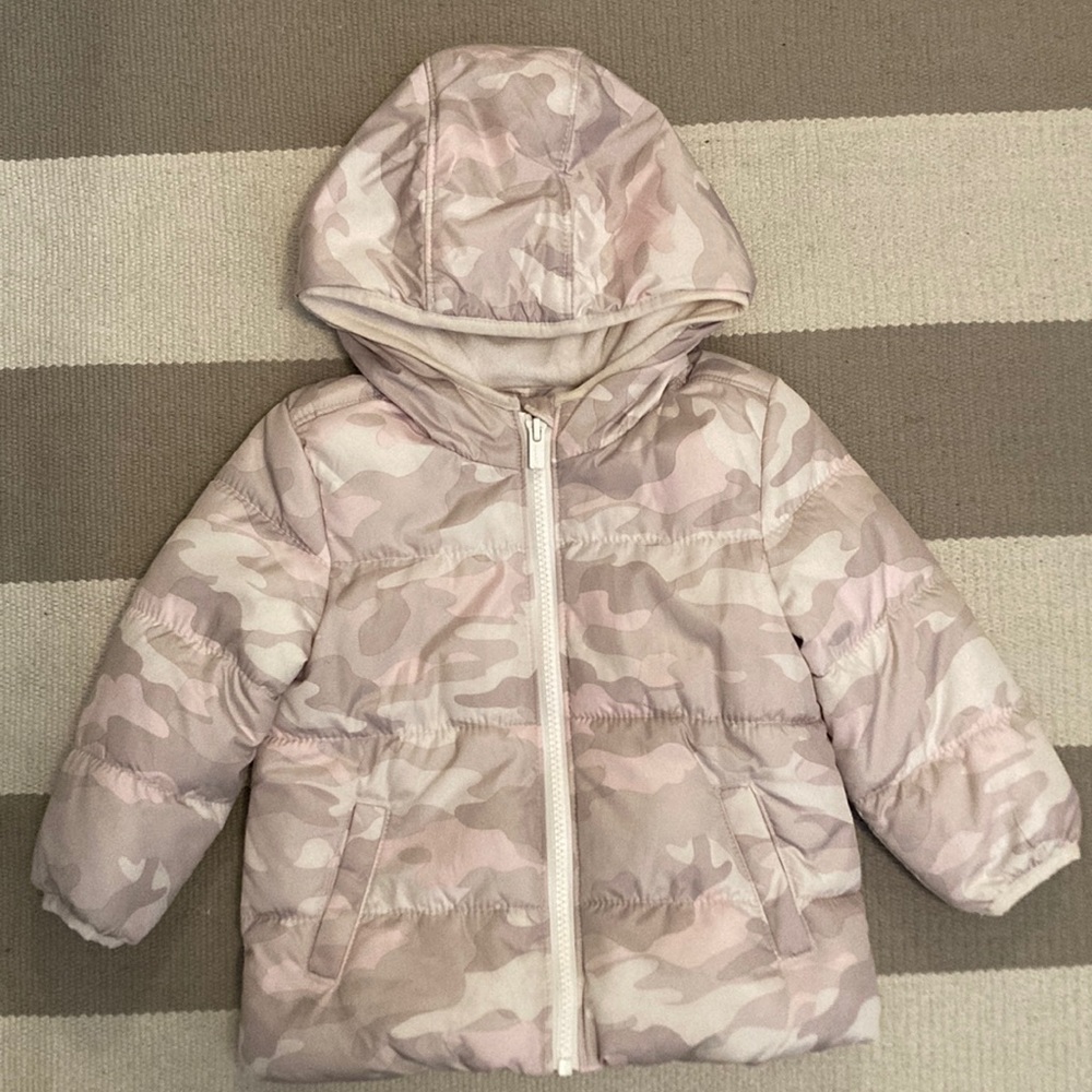 Old Navy Pink Camo Puffer Jacket Coat Size 18-24M